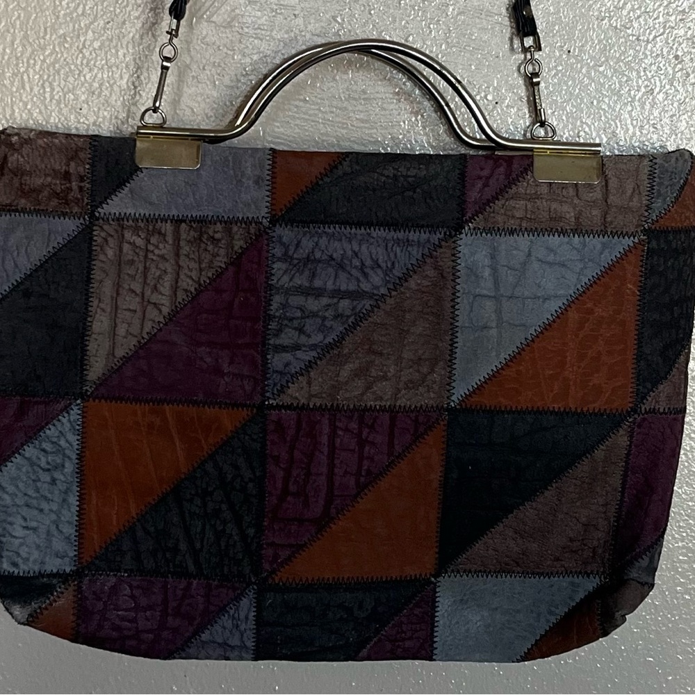 Unique Vintage Geometric Patchwork Shoulder Bag -… - image 5
